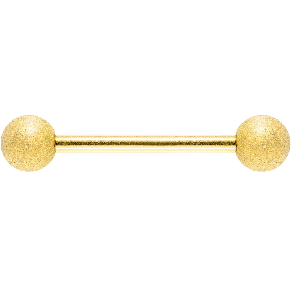 Gold Color PVD Sandblasted Barbell Tongue Ring