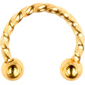 16G 5/16 Gold Tone IP Seriously Twisted Horseshoe Curved Barbell