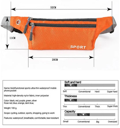 Waterproof Sports Waist Bag – Lightweight Chest & Shoulder Zip Pouch