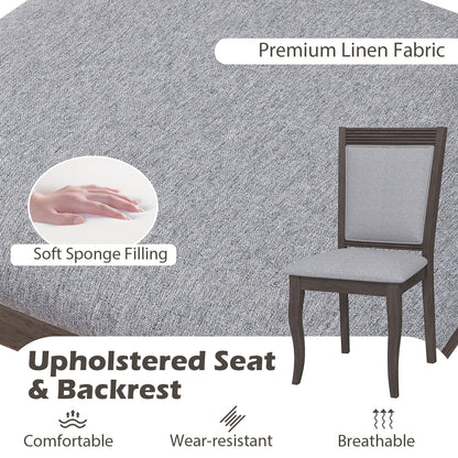 Wood Dining Chairs Set of 2 with Rubber Wood Frame and Padded Seat-Brown