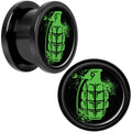 Green Grenade Black Anodized Screw Fit Plug Set 9/16