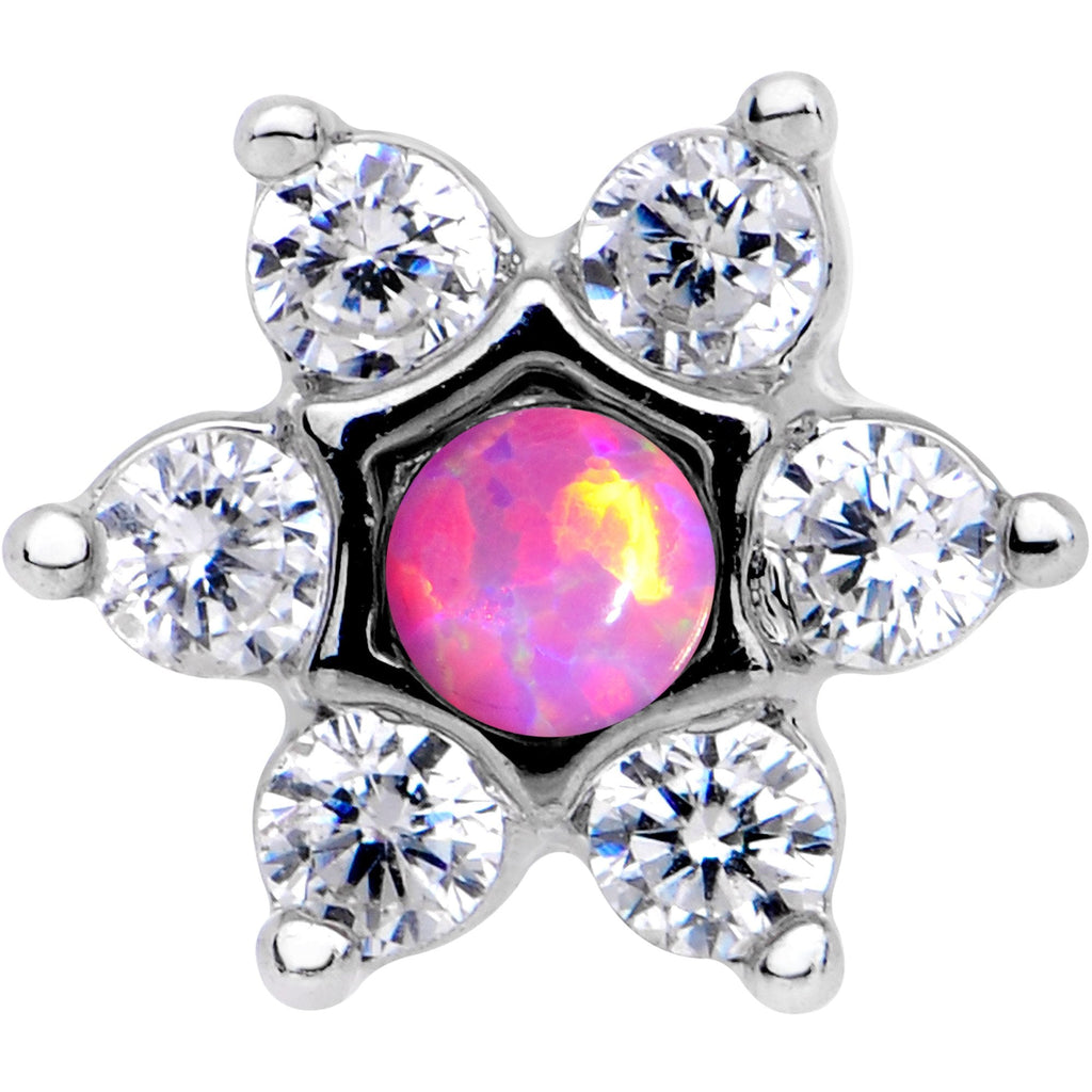 5/16 Pink Faux Opal Internally Threaded Star Flower Labret Monroe