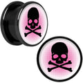 Pink Black Skull Black Anodized Screw Fit Plug Set 5/8