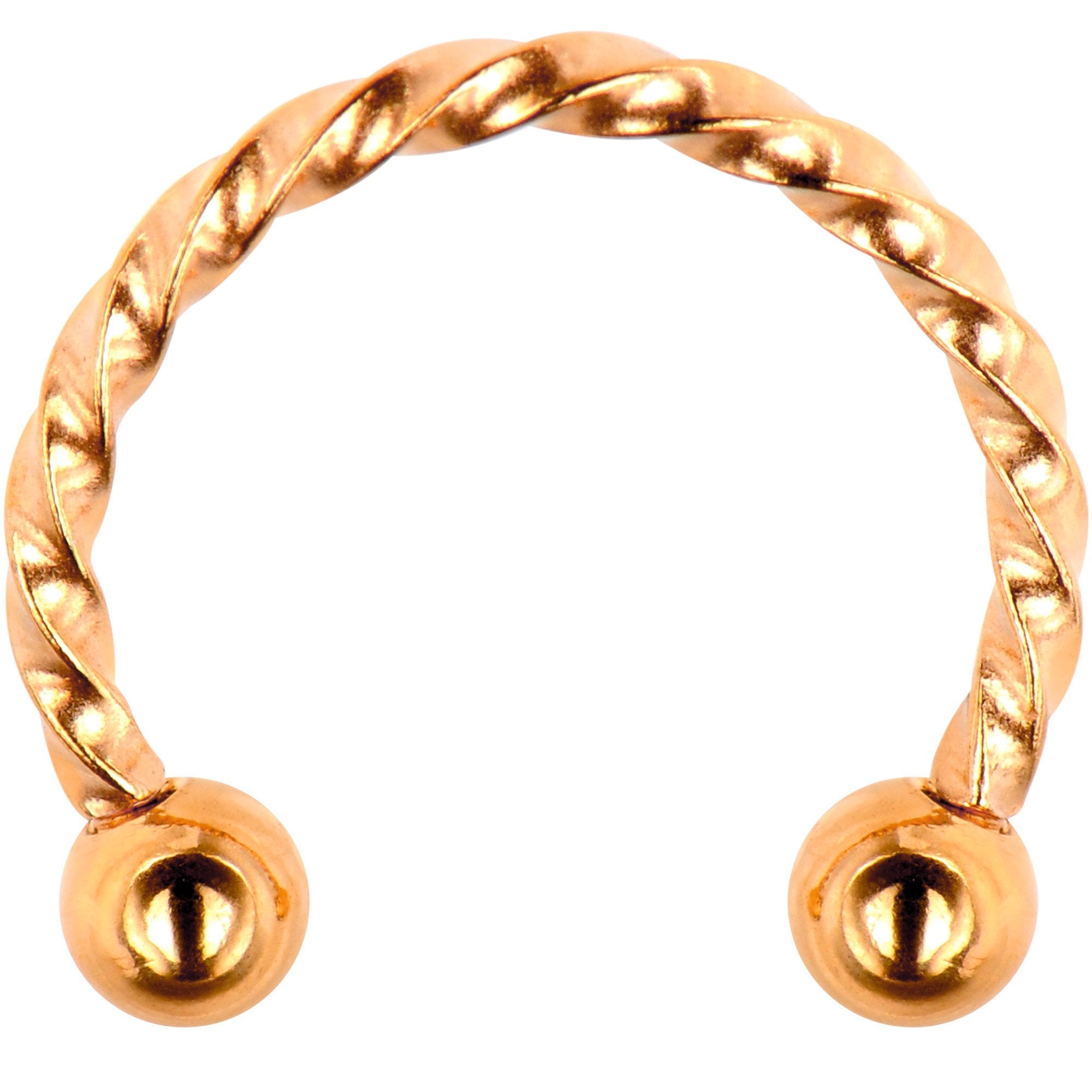 16G 3/8 Rose Gold Tone Twisted Horseshoe Circular Barbell