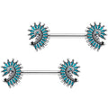 Blue Southwest Swirl Barbell Nipple Ring Set