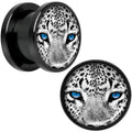 Black White Leopard Eyes Black Anodized Screw Fit Plug Set 1/2