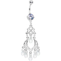 Clear Gem Clover Chandelier Dangle Belly Ring