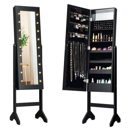 Mirrored Jewelry Cabinet Armoire Organizer w/ LED lights