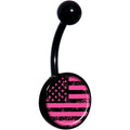 Pink American Flag Black Belly Ring