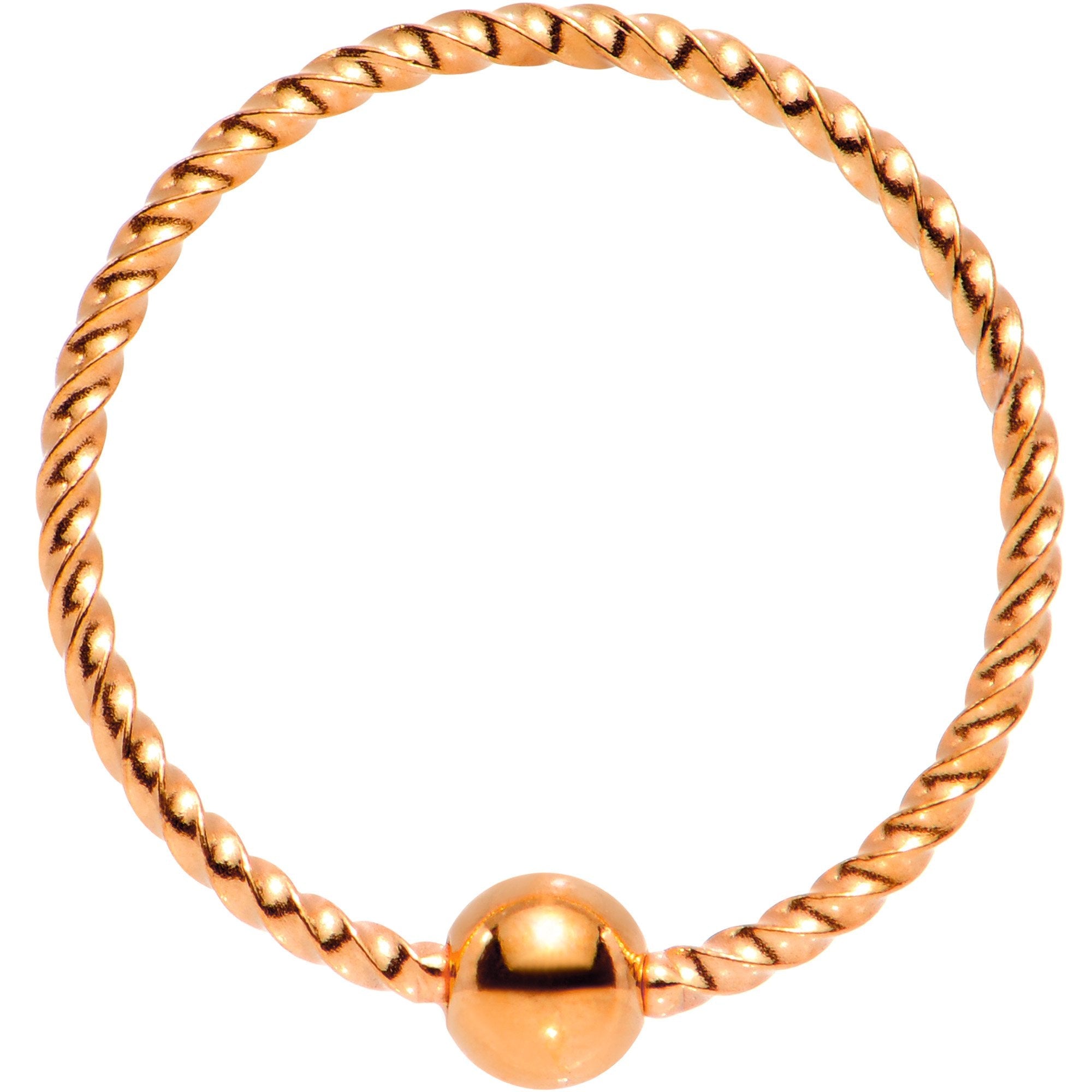 20G 3/8 Rose Gold Tone Anodized So Twisted Captive Style Seamless Ring