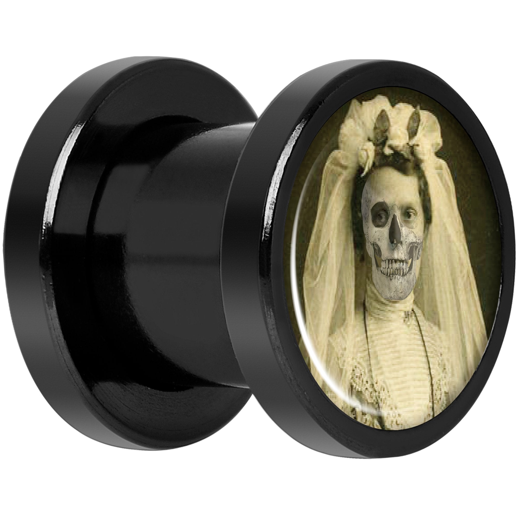 Undead Bride and Groom Halloween Black Anodized Plug Set 0G